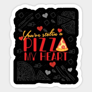 'You've Stolen a Pizza Heart' Sweet Valentines Lovers Gift Sticker